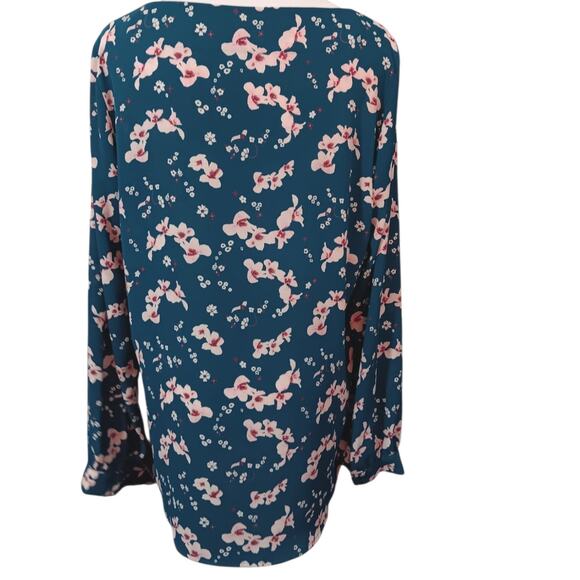 PLEIONE Blouse Top M Pretty Flowers Career Office Professional Dressy Floral - Picture 9 of 9